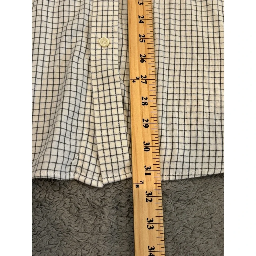 Banana Republic Mens Medium Check Gray Stretch Standard Fit Button Up Shirt